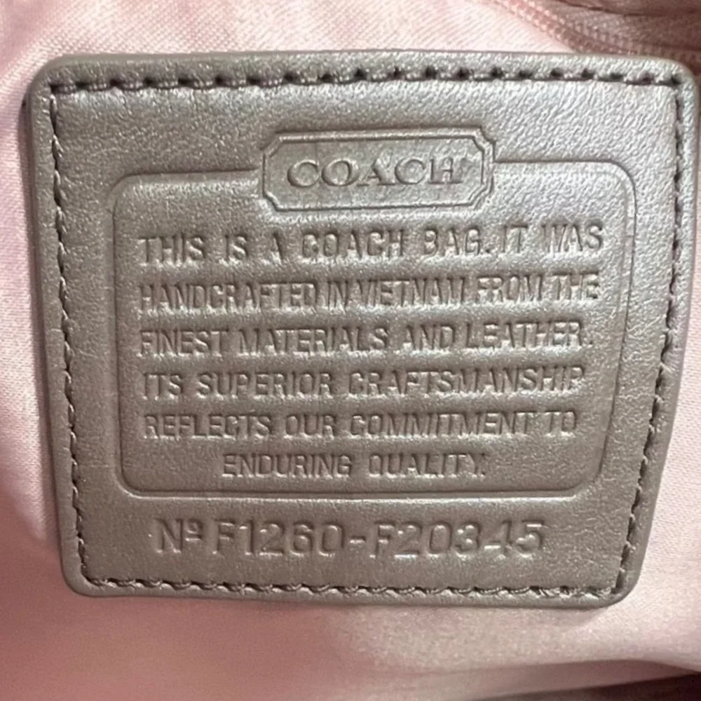 Coach Ashley Carryall Women Large Silver Metallic Croc Embossed Leather Tote Bag